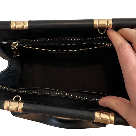 Coach Grace Bag 20 Black Leather Crossbody Satchel Top Handle Purse - Picture 14 of 16